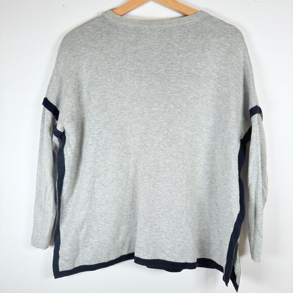 Tommy Hilfiger Sweater Gray Navy XS Women’s Long Sleeve Pocket Knit Pullover - Picture 3 of 7